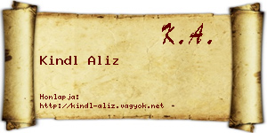 Kindl Aliz névjegykártya